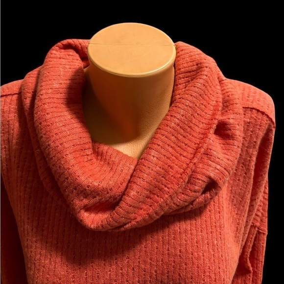 Maeve Anthropologie Winterscape Orange Cowl Neck Peplum Sweater Top Size Small - Picture 9 of 11